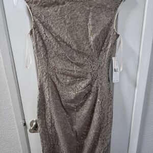 Ralph Lauren Tan Lace Midi Dress